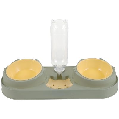 Toddmomy Automatic Double-Bowl Pet Feeder and Water Bowl, Smooth Surface, Safe for Cats, Dogs, Puppies, and Kittens, Easy to Fill, Random Style
