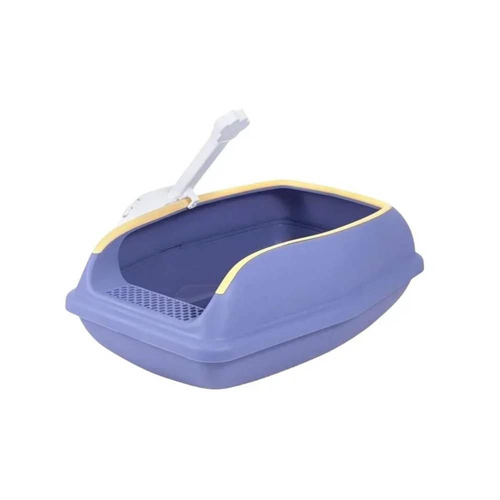Generic Semi-Enclosed Sand-Colored Plastic Cat Litter Box with Large Capacity (Purple, S 38 x 23 x 15 cm)