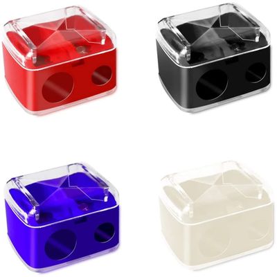 4-Piece Makeup Pencil Sharpener Set with Two Holes and Covers