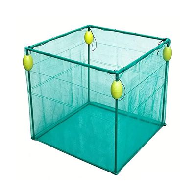 GZHERVICES Pond Aquaculture Fish Cage, Nylon Mesh, PVC-Coated Steel Frame, PVC Floats, 3 mm, 153 x 94 x 94 cm