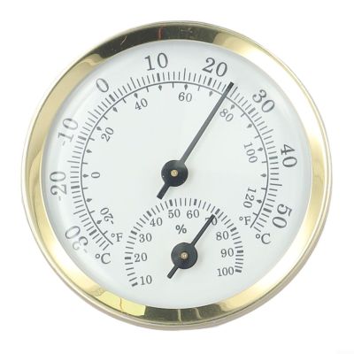 HEIBTENY Analog Thermometer Hygrometer, 58 mm, Round Aluminum Alloy, Indoor and Outdoor