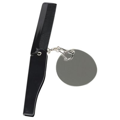 ibasenice Foldable Fine-Tooth Beard Comb for Men with Oval Acrylic Mirror