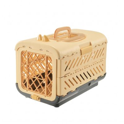 rockible Foldable Cat Carrier, Portable Cat Transport Box with Luggage Strap, for Air Travel, Yellow