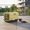 rockible Foldable Cat Carrier, Portable Cat Transport Box with Luggage Strap, for Air Travel, Yellow view 3