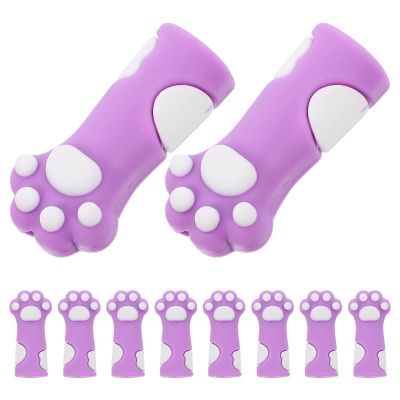FELTECHELECTR 10 Pcs Purple Silicone Nail Cuticle Trimmers in Cat Paw Shape