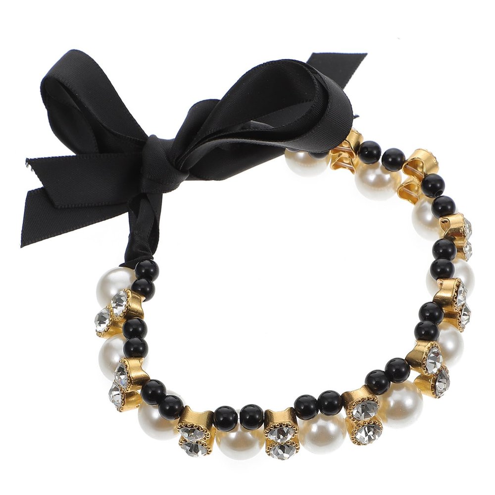 SWETRACE Dog Collar with Pearls and Bow