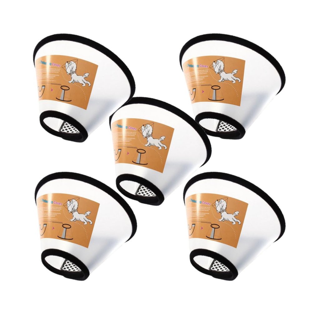 ABOOFAN 5-Pack White PP Recovery Collars for Dogs and Cats