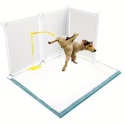 Deskium L-Shaped Dog Splash Guard, Modular Plastic Pee Pad Barrier, White