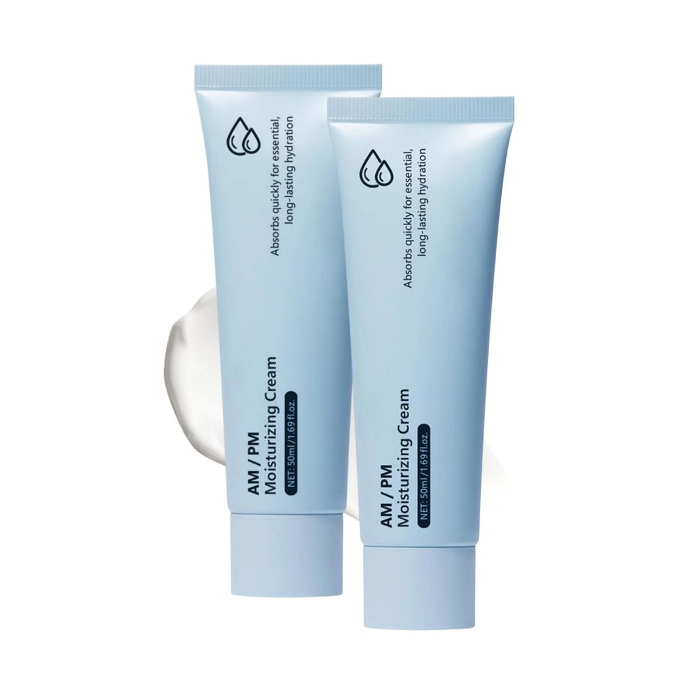Face & Body AM/PM Moisturizer, Lightweight Non-Greasy Cream for Dry Skin (2 Pc)