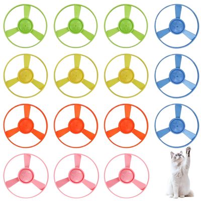 15-Piece Cat Toy Propeller Set with 15 Flying Discs, 5 Colors, 7.5 x 7.5 cm