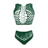 Generic Lace-Pattern Lingerie with Two Sets of Fishnet Stockings, Green, One Size view 2