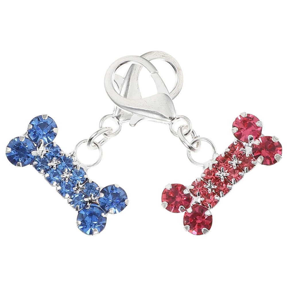 COSMOBETTY 2-Pack Blue Bone-Shaped Dog Collar Charms
