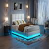Caluself ADAP-15 Double Bed, Hydraulic Bed, 140 x 190 cm, White PU Leather view 2