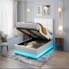 Caluself ADAP-15 Double Bed, Hydraulic Bed, 140 x 190 cm, White PU Leather view 4