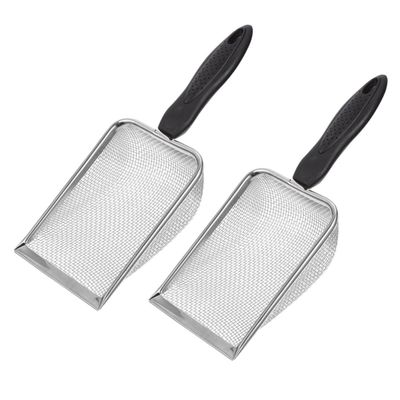 Adorainbow 2-Piece Black Stainless Steel Reptile Scoops for Terrarium Cleaning