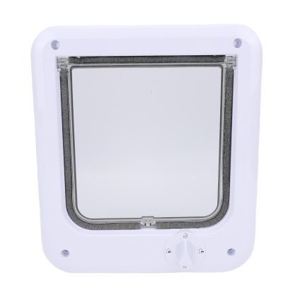 Naroote Cat Door, 4-Way-Control Pet Flap, Transparent, for Cats and Dogs, Fences, Windows, and Walls (L)