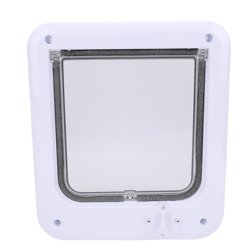 Naroote Cat Door, 4-Way-Control Pet Flap, Transparent, for Cats and Dogs, Fences, Windows, and Walls (L)
