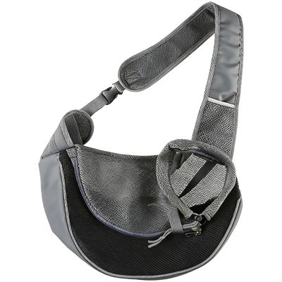 Small Dog Carrier, Black PU Pet Crossbody Bag for Cats, Mesh Shoulder Bag, 2.5 kg Capacity, Adjustable Strap for Outdoor Travel and Cycling