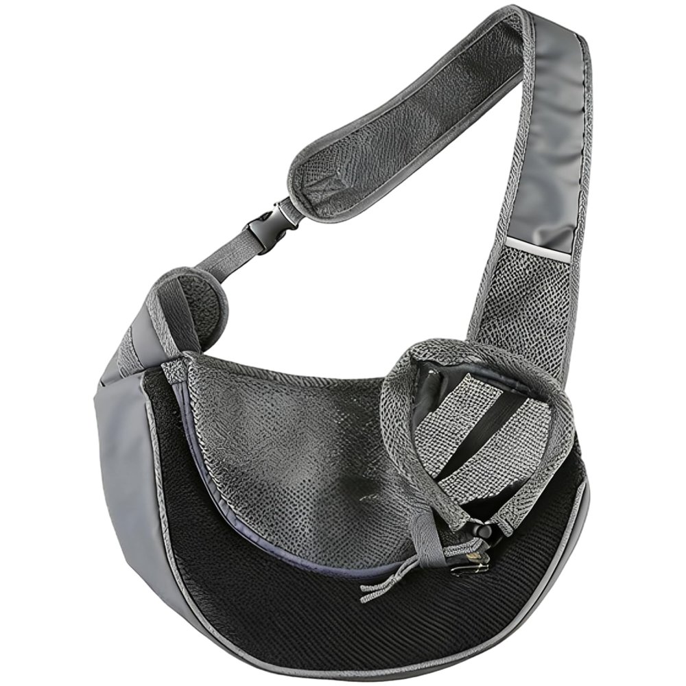 Small Dog Carrier, Black PU Pet Crossbody Bag for Cats, Mesh Shoulder Bag, 2.5 kg Capacity, Adjustable Strap for Outdoor Travel and Cycling