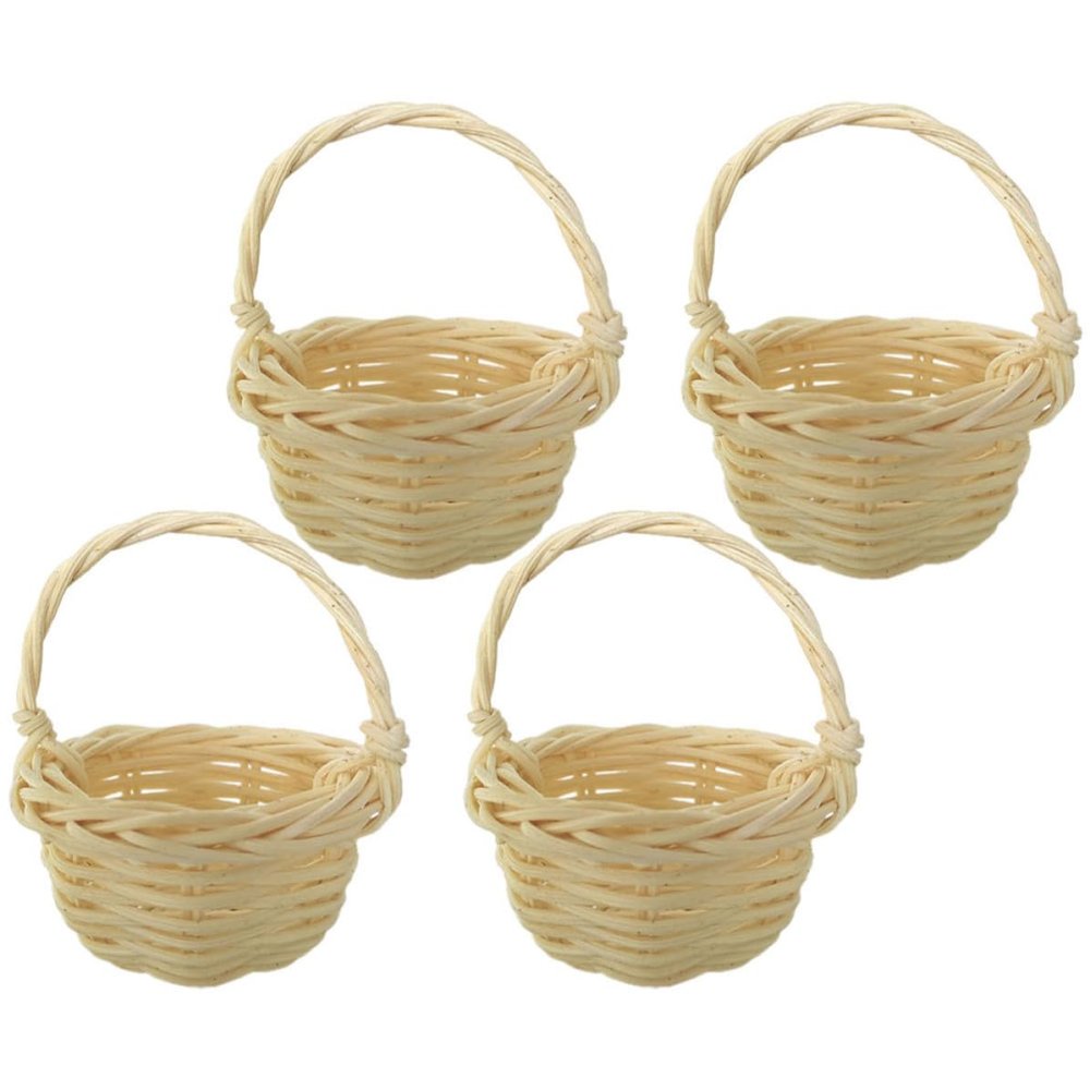 ROMISBABA 4-Piece Small Rattan Baskets with Handles