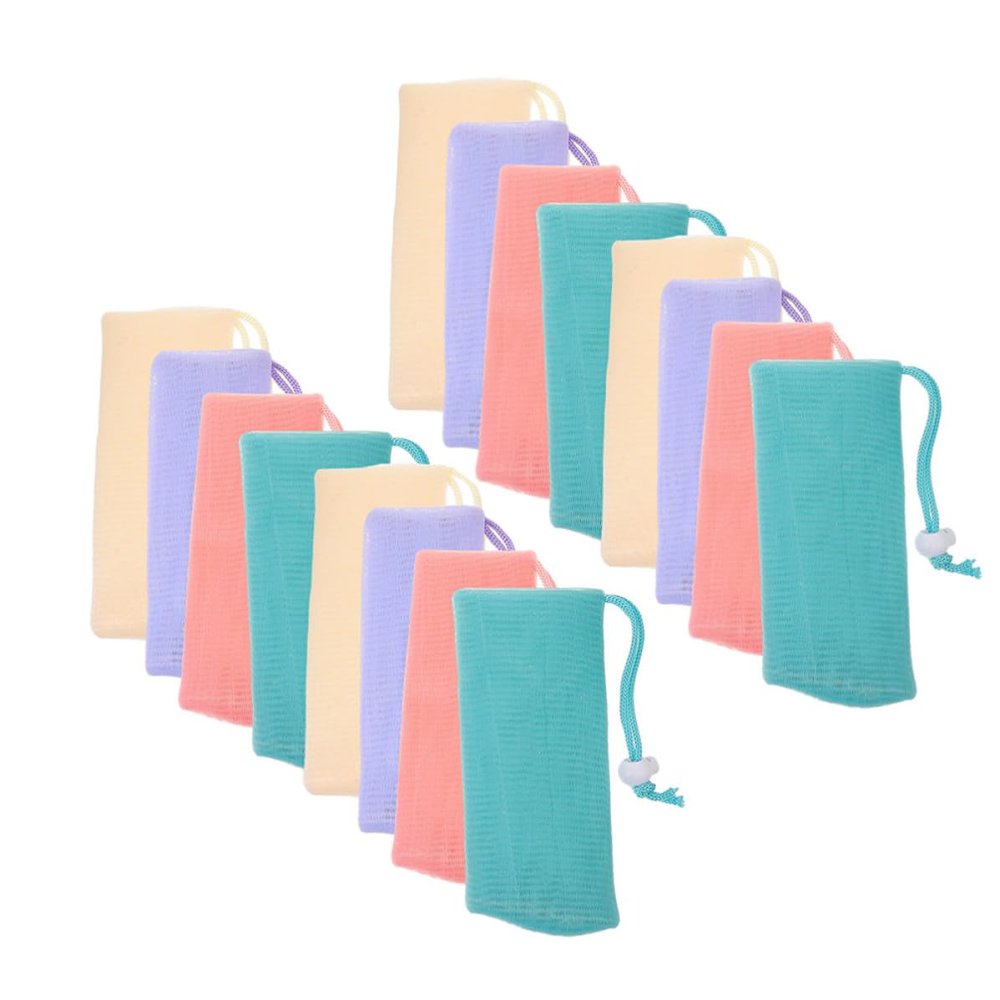 16 PE Soap Net Bags with Hanging Loop for Bathroom