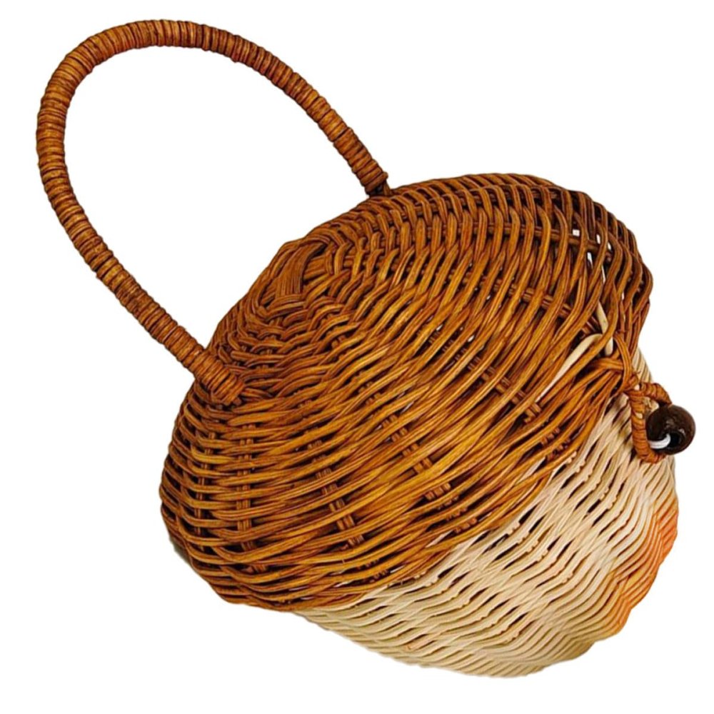 Small Rattan Snack Basket with Handle