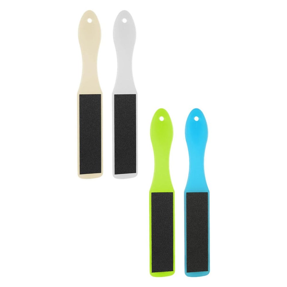 SWOOMEY 4-Piece Handy Foot File with Double-Sided PP and Sandpaper Surface for Safe Callus Removal and Home Pedicures, Random Color