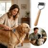 Double-Sided Hair Rake Comb for Dogs and Cats, Wooden Handle, Stainless Steel (A, One Size) view 3