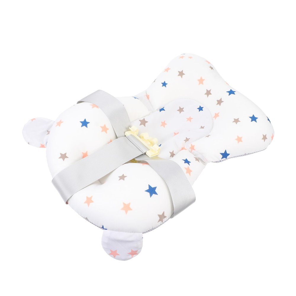 Baby Bath Seat and Bath Cushion, White, for Newborns