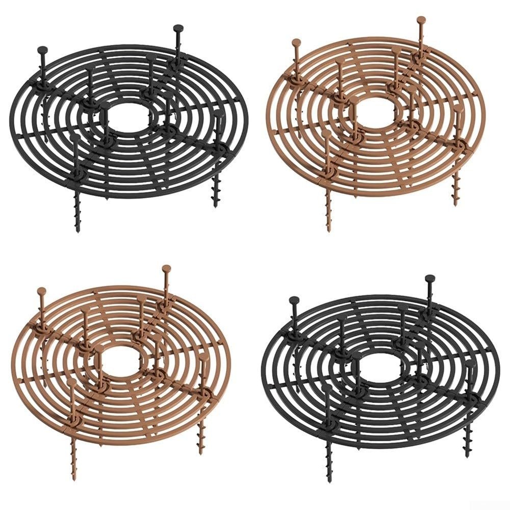 Plant Pot Grid, 19/30 cm, Cut-to-Size Soil Cover with Stakes, Pet-Protective Barrier for Indoor and Outdoor Use, Garden, Brown-Black (A)