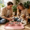 Dog Feeding Mat, PU Leather, High Edge, Non-Slip, Waterproof, Cute Cat Bowl Mats view 2