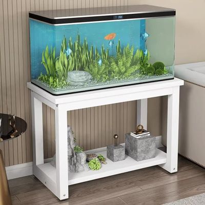 Aquarium Stand with Storage, 2 Tiers, Terrarium Shelf, Metal Frame, Multicolor, Multiple Sizes (White, 120 x 45 x 50 cm)