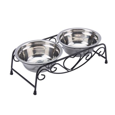 Vistreck Stainless Steel Double Food and Water Bowl Stand for Small to Medium-Sized Dogs and Cats