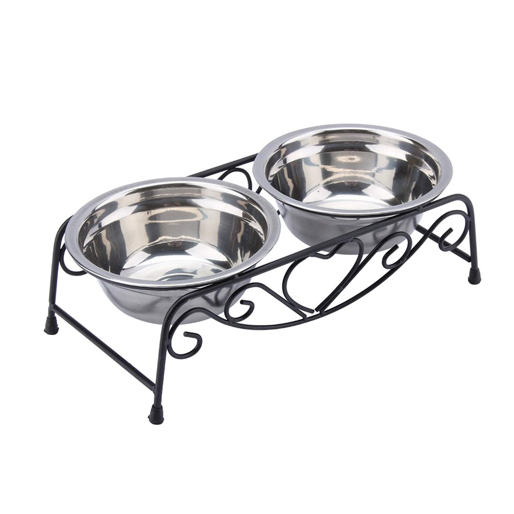 Vistreck Stainless Steel Double Food and Water Bowl Stand for Small to Medium-Sized Dogs and Cats