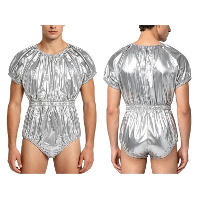 Yihuimin Men's Waterproof Round-Neck Incontinence Bodysuit, Silver, 3XL