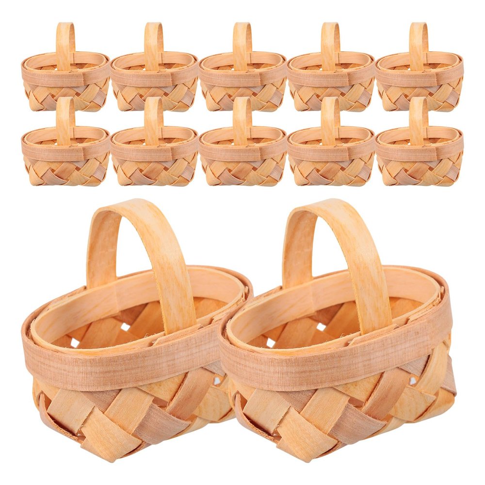 Handwoven Mini Wicker Baskets, 12-Piece Set with Handles