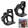 Omabeta Aluminum Stirrup Irons with Non-Slip Stainless Steel Tread and Cowhide Cover, 12.5 cm view 2