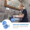Blue Plastic Denture Container with Strainer and Brush view 3