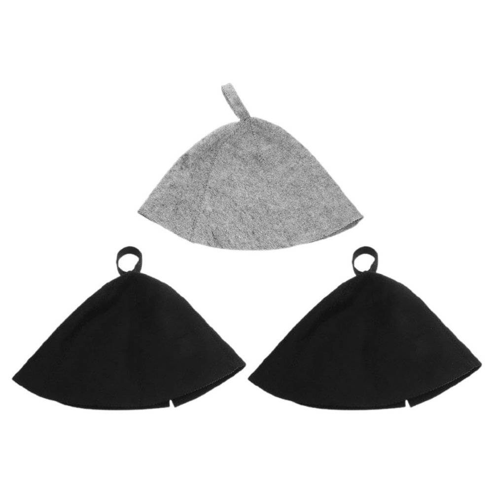 CALLARON 3-Pack Black Felt Sauna Hats for Women and Men