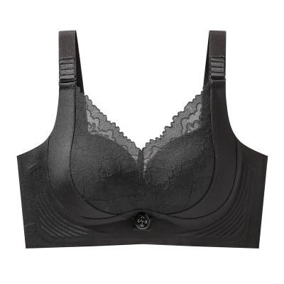 OBASDFD Seamless Wireless Full-Coverage Minimizer Bra, Plus Size, Side Smoothing, Beige, M (Black, M)