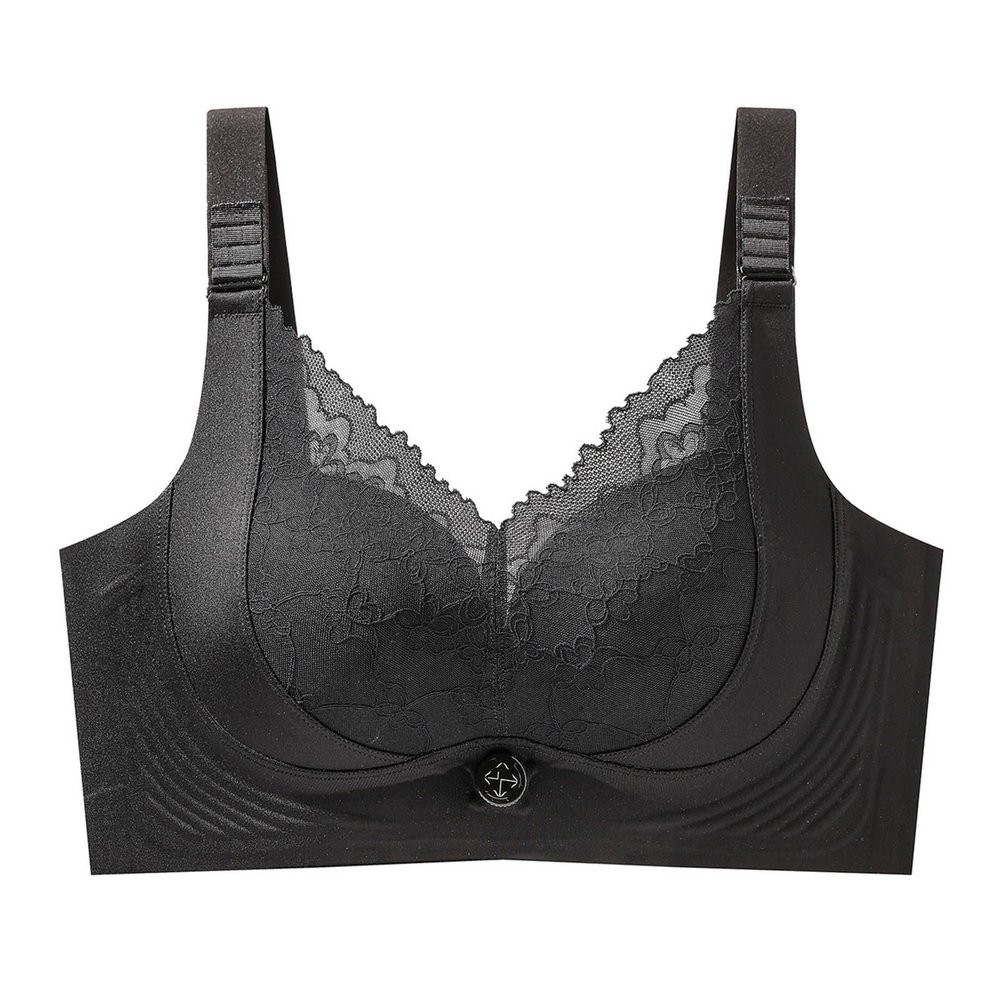 OBASDFD Seamless Wireless Full-Coverage Minimizer Bra, Plus Size, Side Smoothing, Beige, M (Black, M)