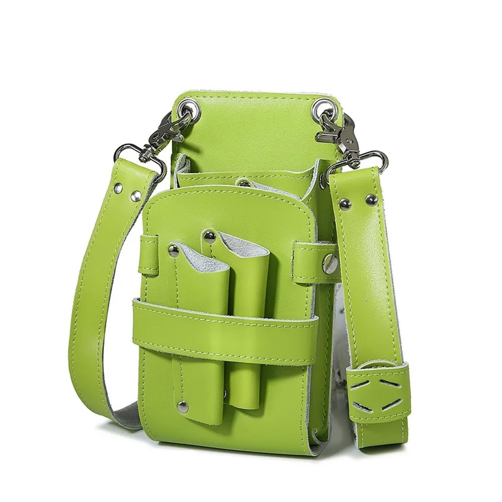 Leather Hairdressing Scissors Holster with Waist Belt, Light Green