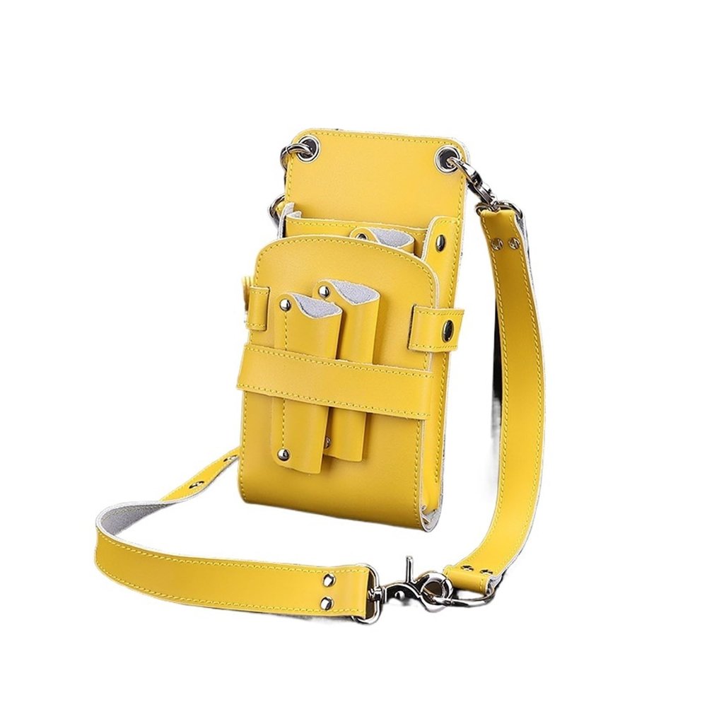 Leather Hairdressing Scissor Holster with Waist Belt, Yellow