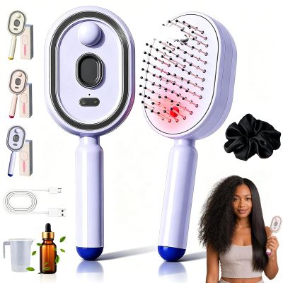 Electric Spray Air-Cushion Massage Hair Brush with Essential Oil, Rechargeable and Self-Cleaning (1 pc)