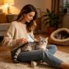 Cat Comb for Shedding, Stainless Steel Teeth, Ergonomically Curved view 3