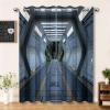 Blackout Curtains H 230 x W 117 cm, 2 Panels – Space Video Game Design, Gray-Blue view 1