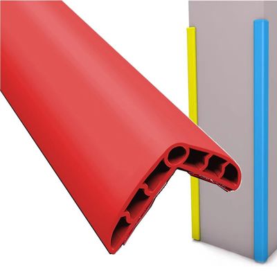 Rubber Wall Corner Protector, 16.4 ft, L-Shaped, Self-Adhesive, Red
