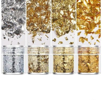 ROCKPOEM 4 Bottles Gold Leaf, Gold Flakes, Glitter, Sequins for DIY Projects, Resin, Nail Design and Jewelry Making