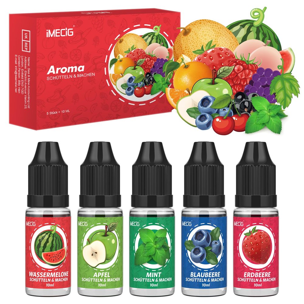 IMECIG Concentrated Flavoring 5 x 10 ml Set, Shake & Make, Food-Quality Flavoring for DIY, Baking, Cooking and More