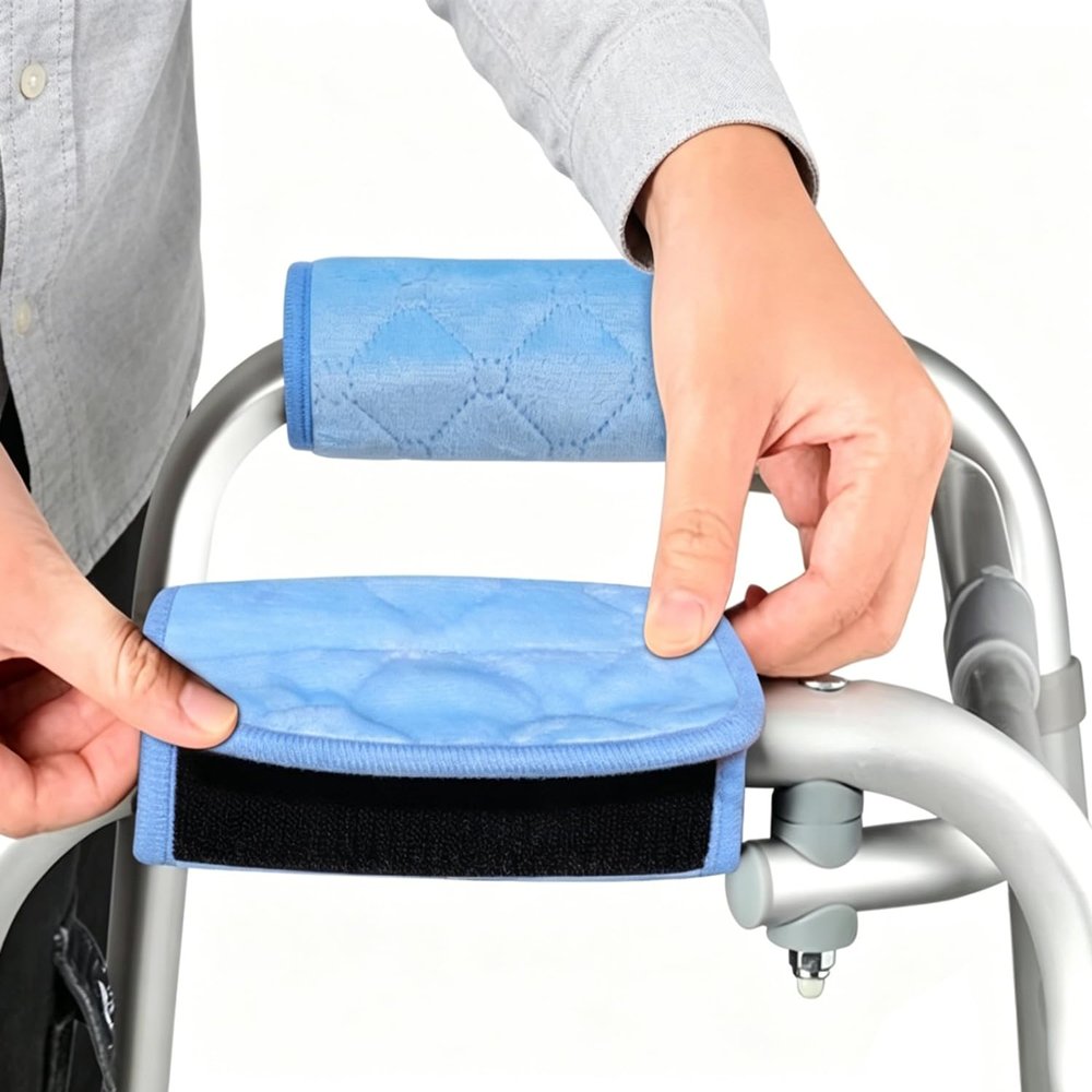 Walker Grip Covers, Soft Flannel, 22 x 15 cm, Blue-B, 3 Pairs
